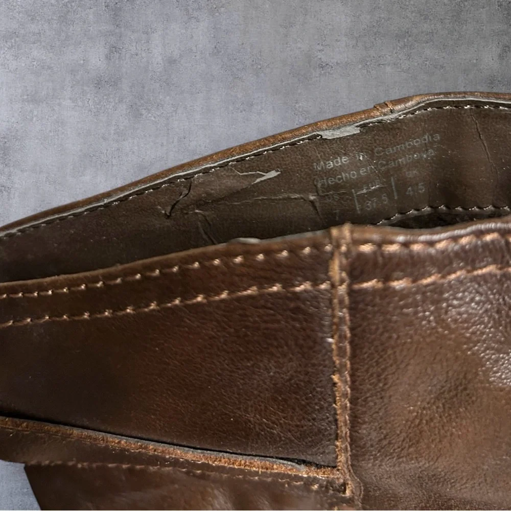 ALDO VINTAGE Brown Leather Riding Boots Dark Academia Equestrian Size 7 - Picture 7 of 11